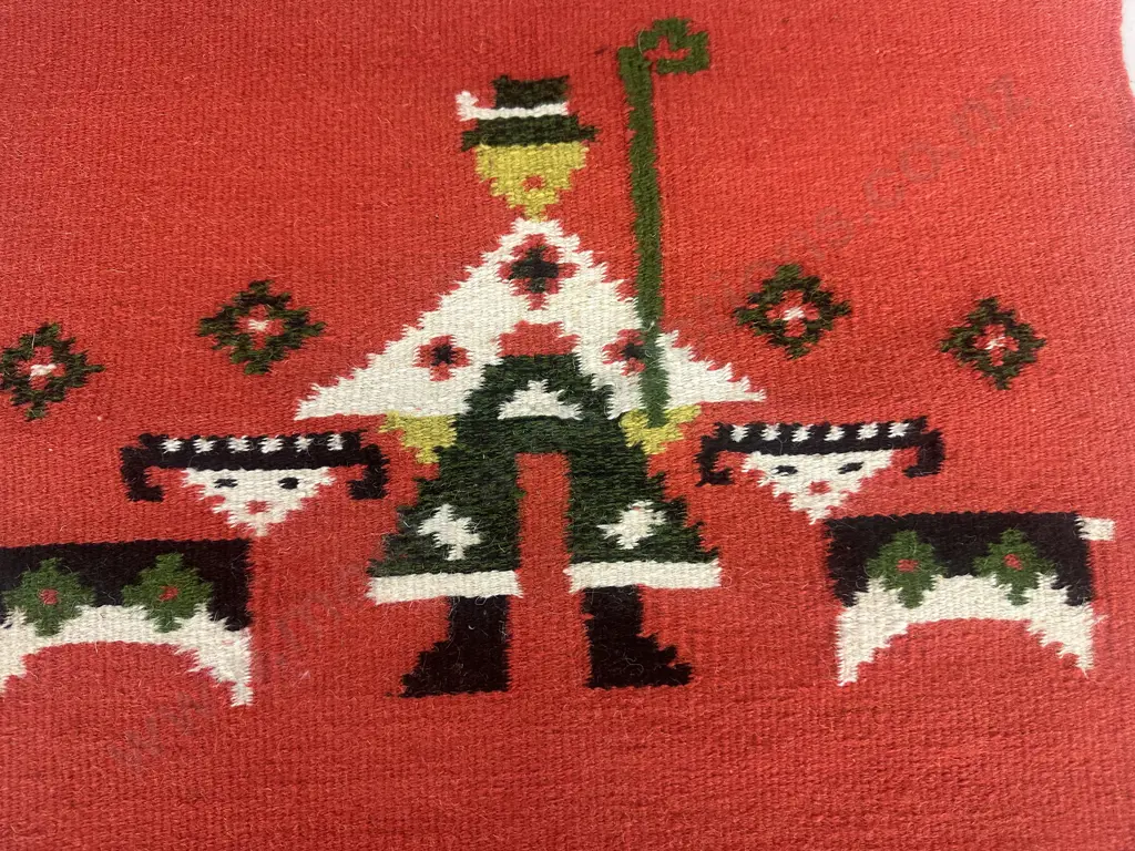 Vintage Russian Kilim Tapestry, 1970s Mid Century Wool Wall Hanging. 48 x 51cm Image 1++