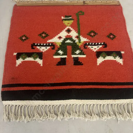 Vintage Russian Kilim Tapestry, 1970s Mid Century Wool Wall Hanging. 48 x 51cm