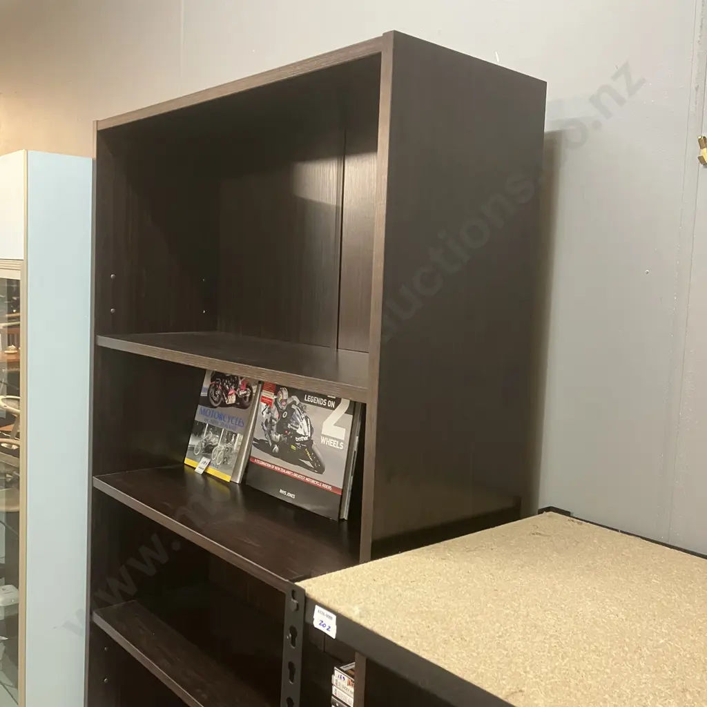 Tall Dark Wood Effect 5 Shelf Bookcase. H210 W80 D28cm Image 1++