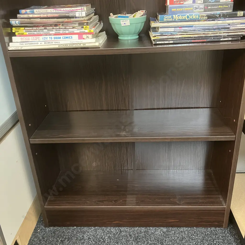 Tall Dark Wood Effect 5 Shelf Bookcase. H210 W80 D28cm Image 1++