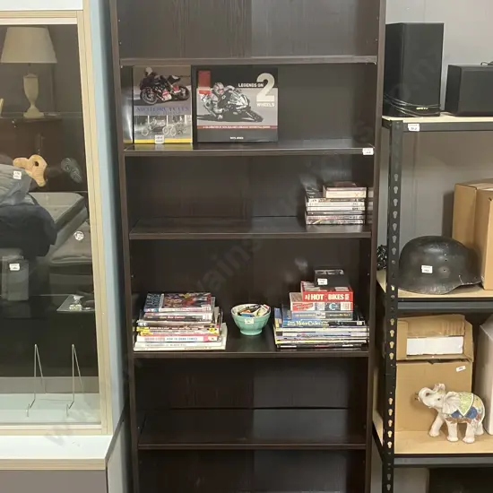 Tall Dark Wood Effect 5 Shelf Bookcase. H210 W80 D28cm