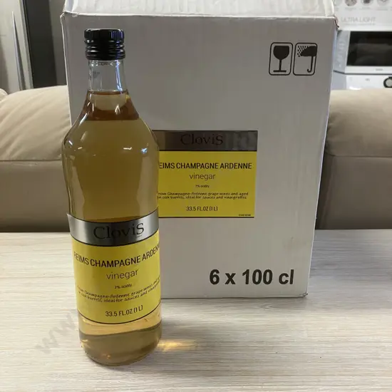 Clovis Reims France Champagne Ardenne Vinegar - Box Of 6 x 1 Litre Bottles - (Date On Bottle 8/12/2024))