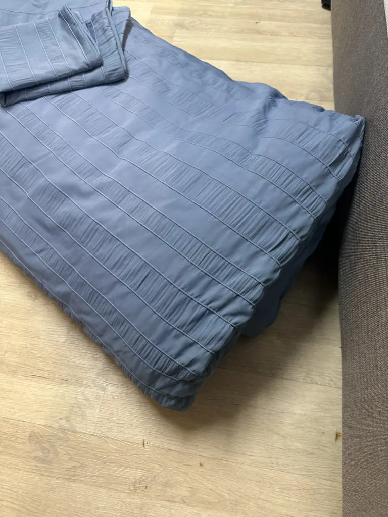 Pair Of Single Pale Blue Duvet Covers, Valance, Inners, Mattress Protectors & Pillow Cases Image 1++