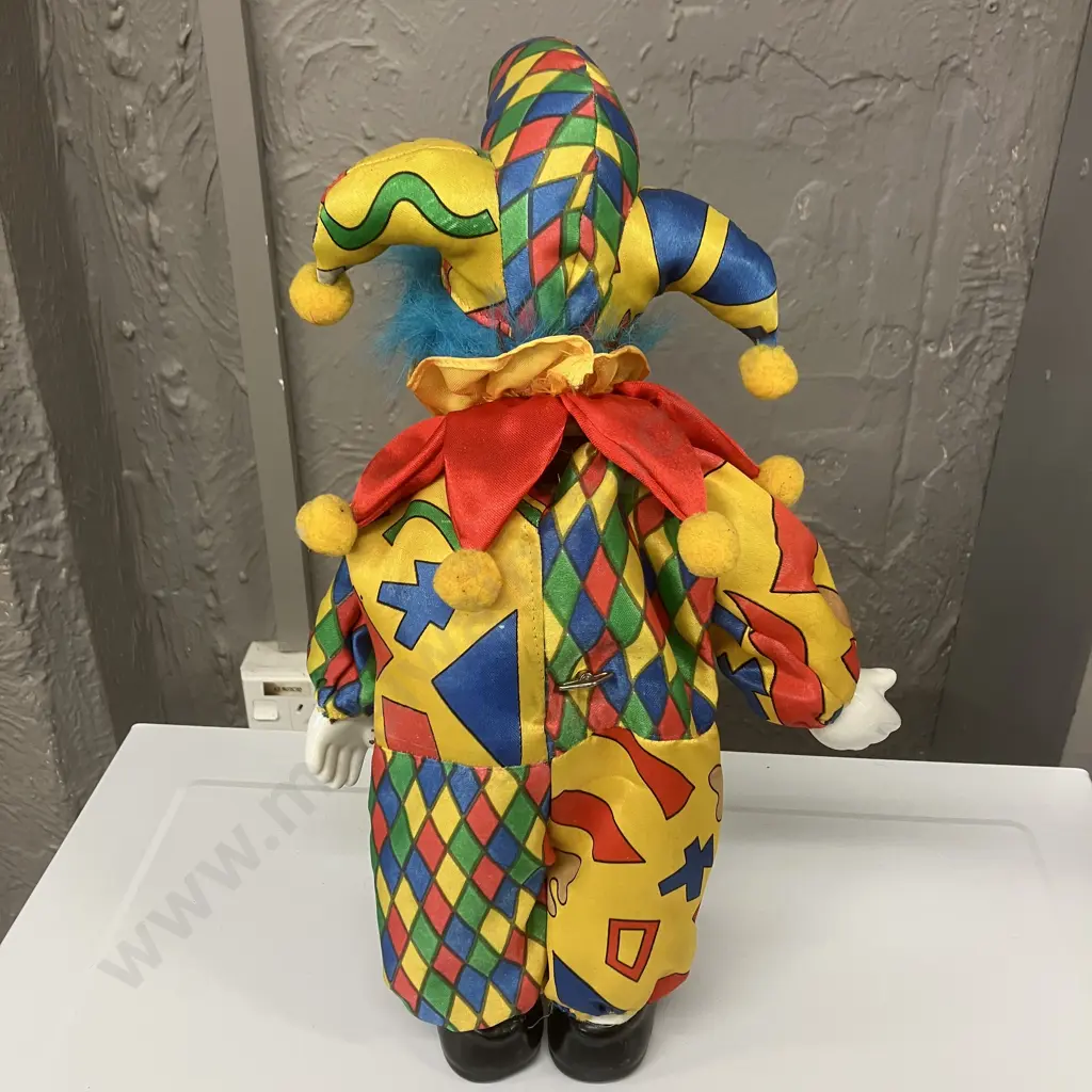 Vintage Clockwork Animated Musical Clown Toy. H38cm Image 1++