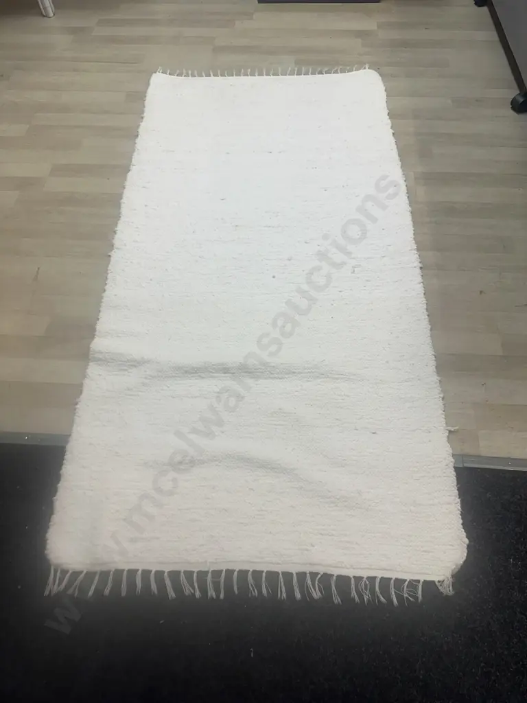 Cream Fringed Floor Rug L185,W93cm, Image 1++