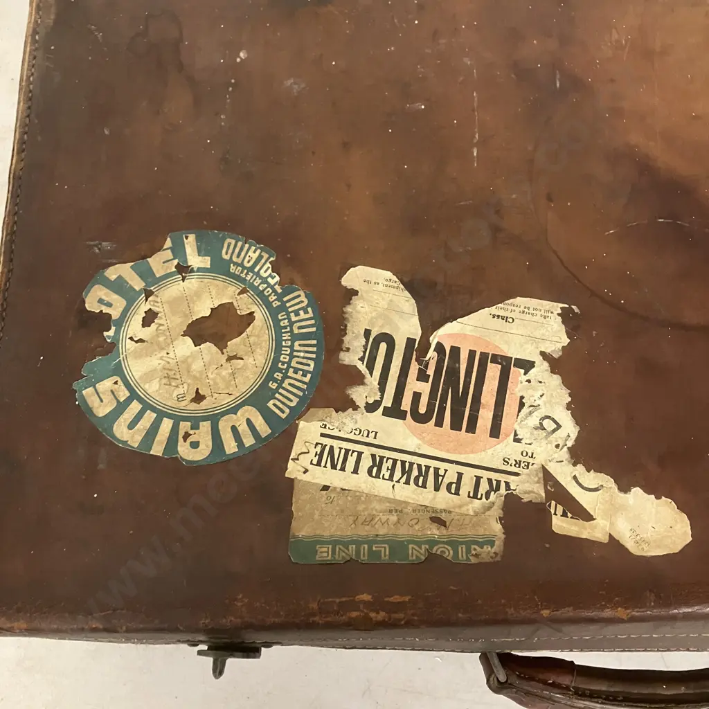 Antique Leather Suitcase. H16 W65 D40cm Image 1++