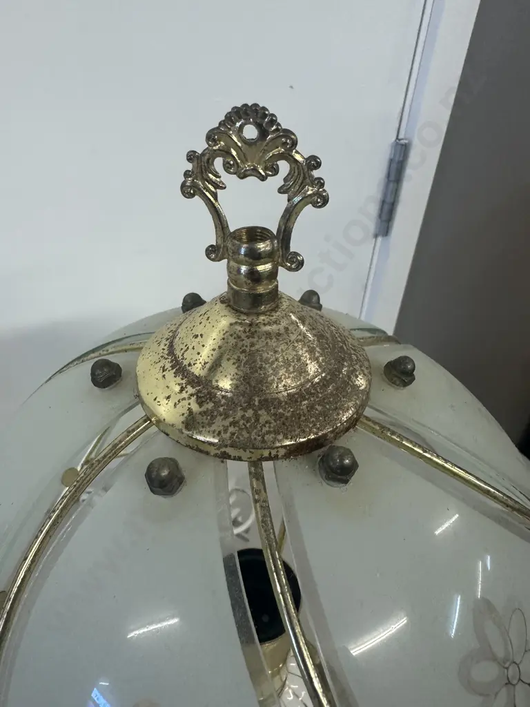 Ornate Glass & Gold Coloured Bedside Lamp. H43cm (AF) Image 1++