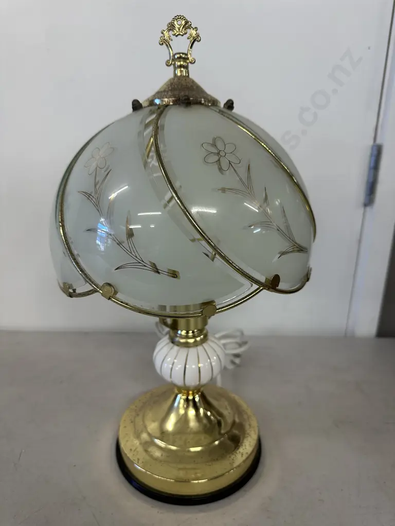 Ornate Glass & Gold Coloured Bedside Lamp. H43cm (AF) Image 1++