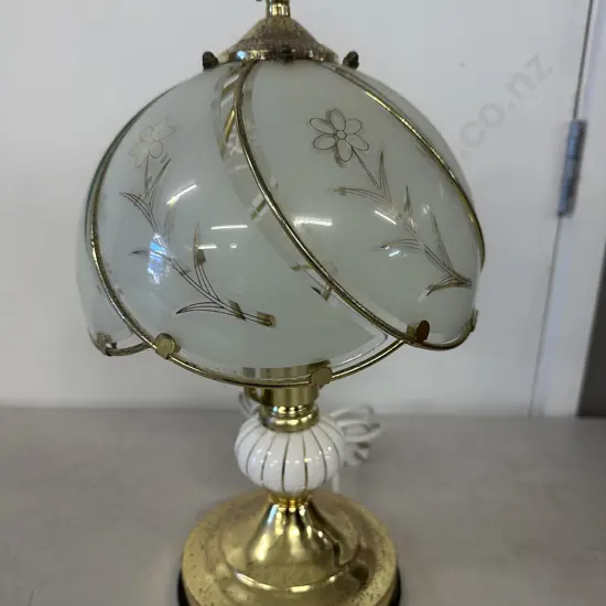 Ornate Glass & Gold Coloured Bedside Lamp. H43cm (AF)
