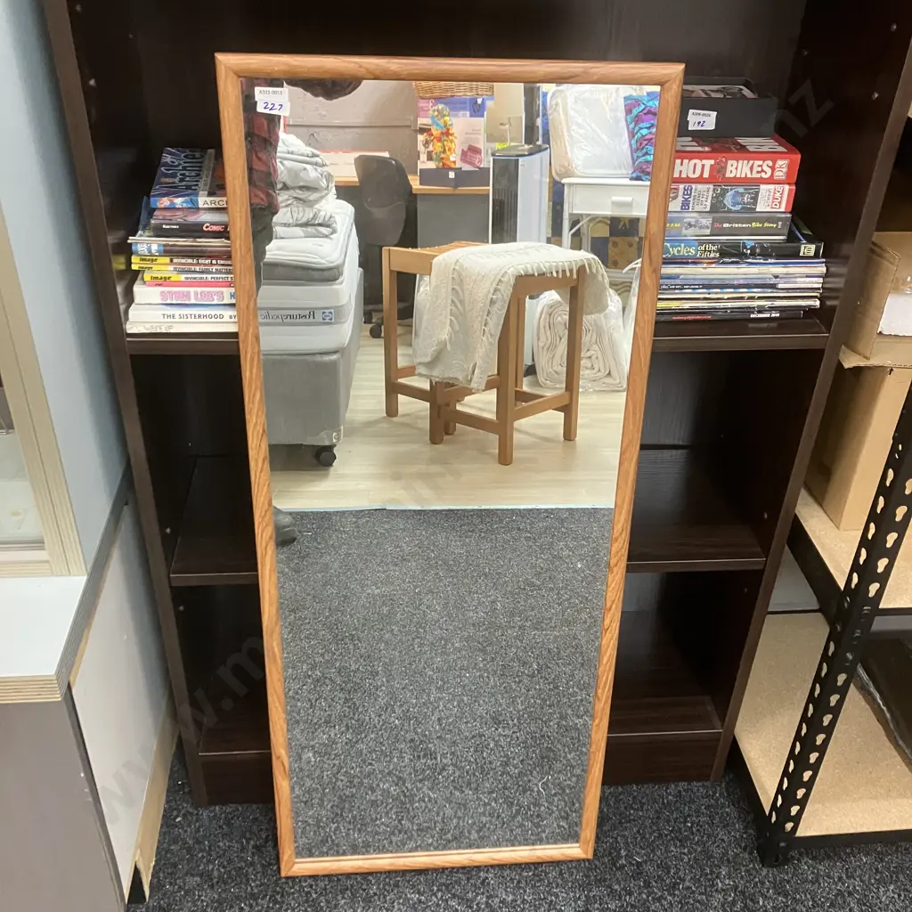 Wooden Framed Dress Mirror. 107 x 42cm Image 1++