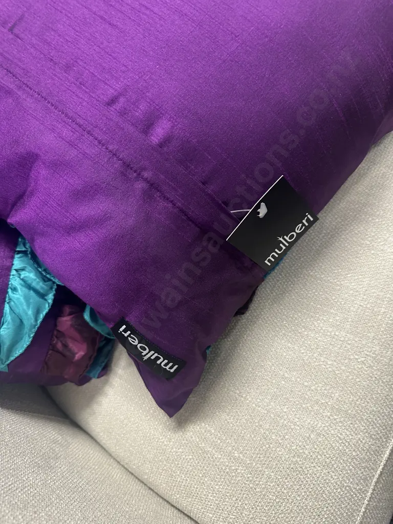 Ex Harvey Norman - Pair of New Mulberi Cushions, Purple & Aqua Tones Image 1++
