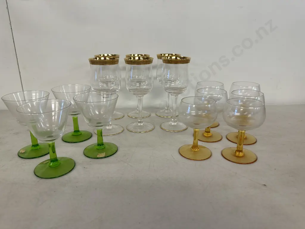 Selection Of Vintage Sherry Glasses Assorted Colours Image 1++