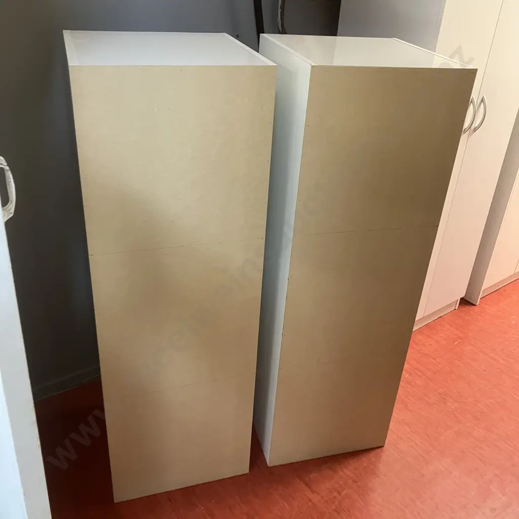 Pair of White 3-Cube Shelf Units. H120 W40 D40cm Image 1++