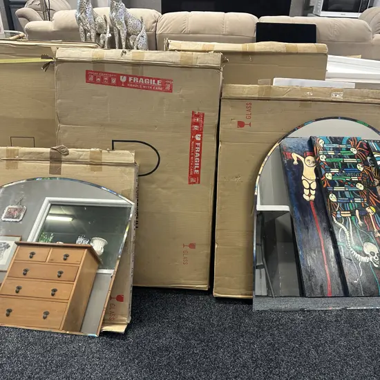 Selection Of 9 x Wall Mirrors Including Curved Top, Rectangular Etc Some As Found . 5mm - 23 x 23" to 24 x 36"