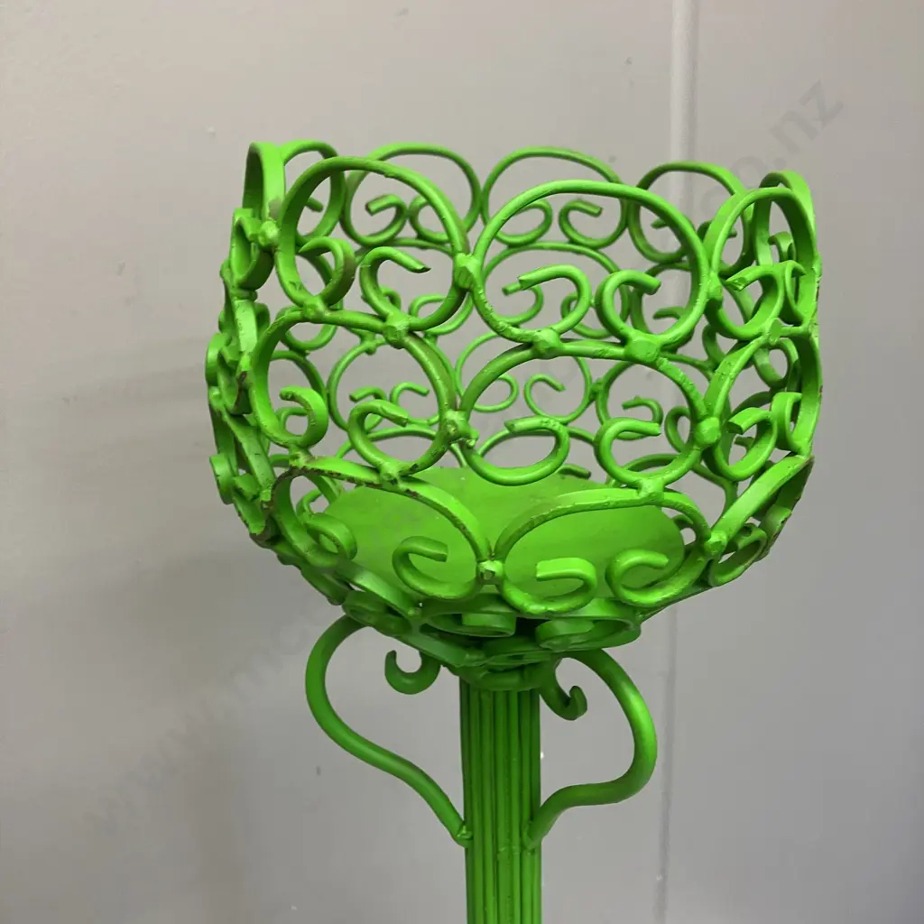Green Painted Metal Candle Holder. H79.5cm Image 1++