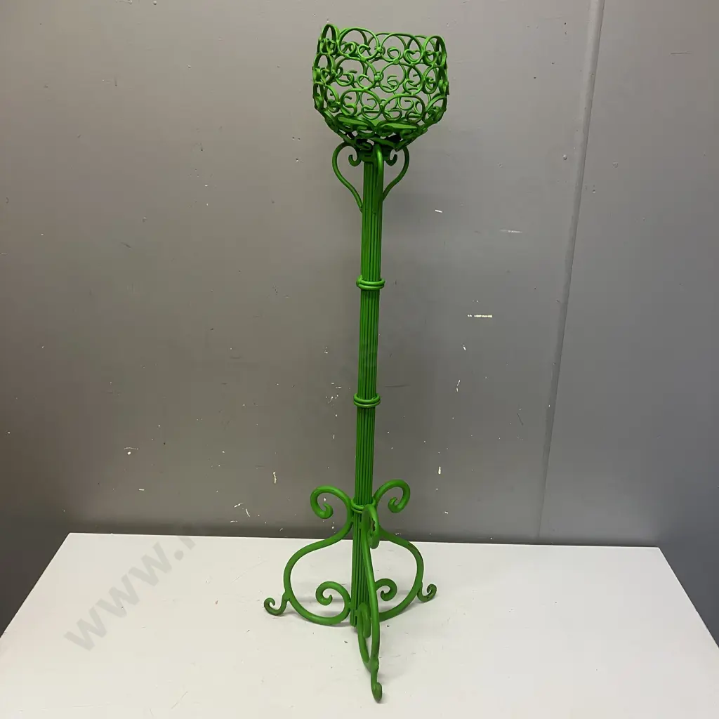Green Painted Metal Candle Holder. H79.5cm Image 1++