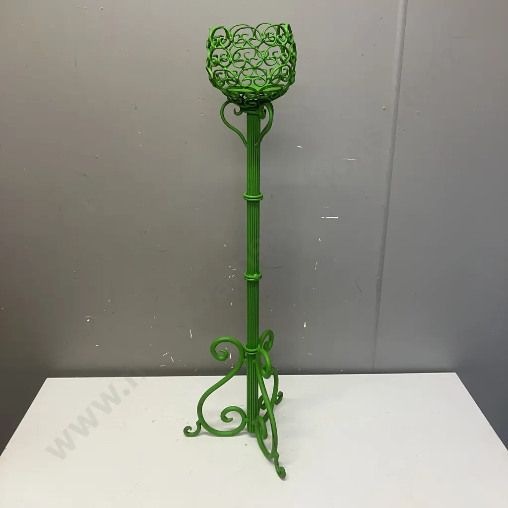 Green Painted Metal Candle Holder. H79.5cm Image 1++