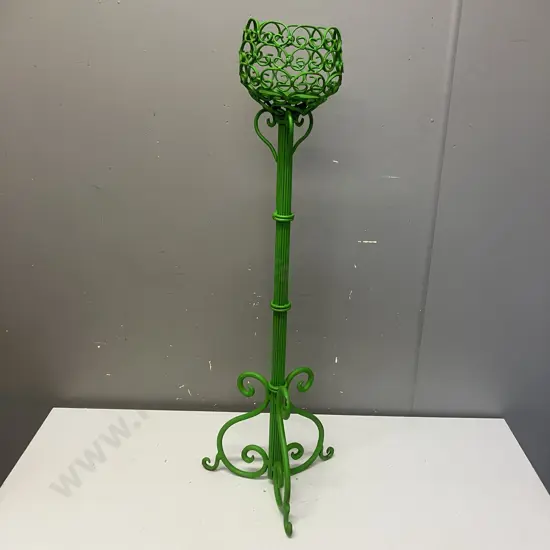 Green Painted Metal Candle Holder. H79.5cm