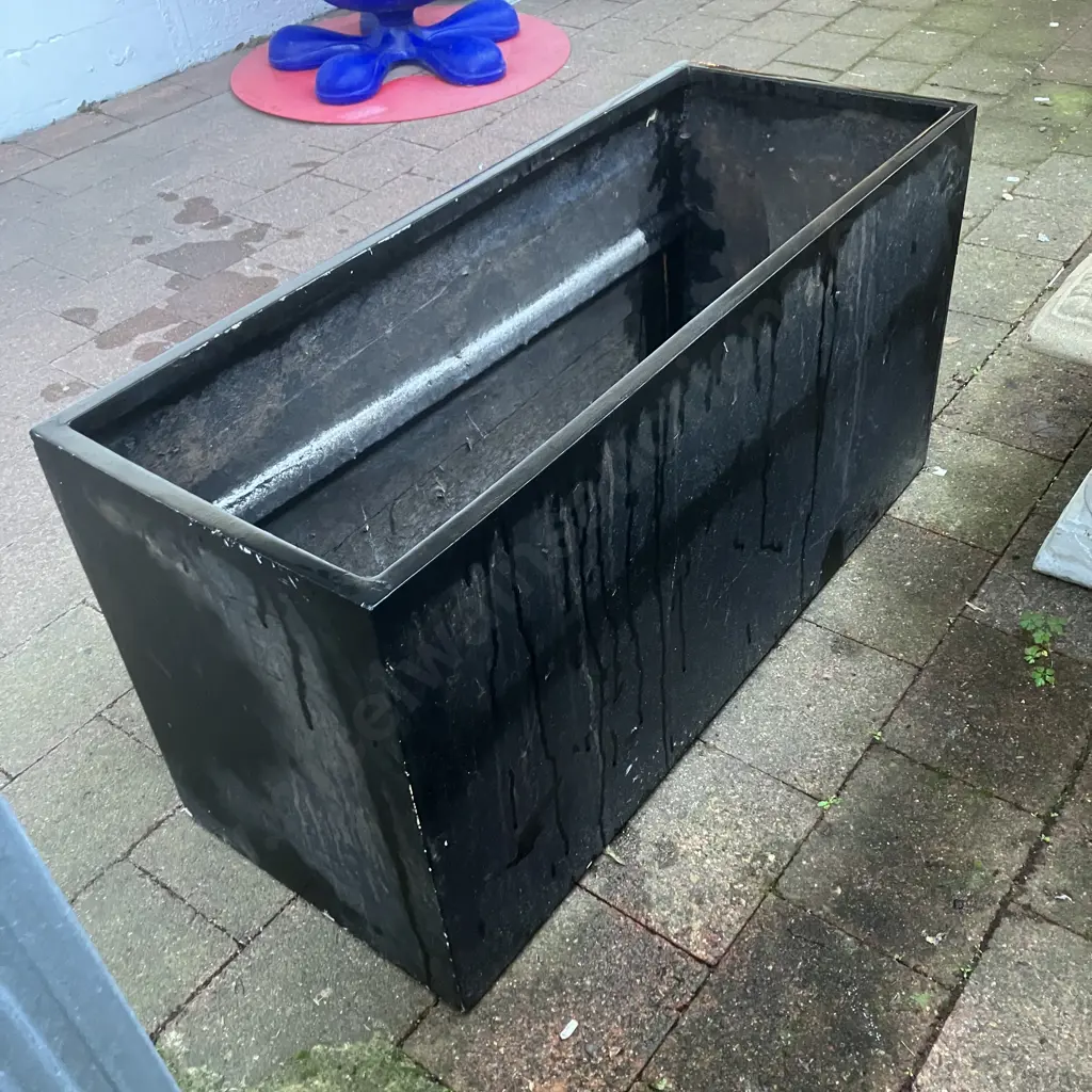 Large Black Fibrous Rectangular Planter. H50 W100 D40cm Image 1++