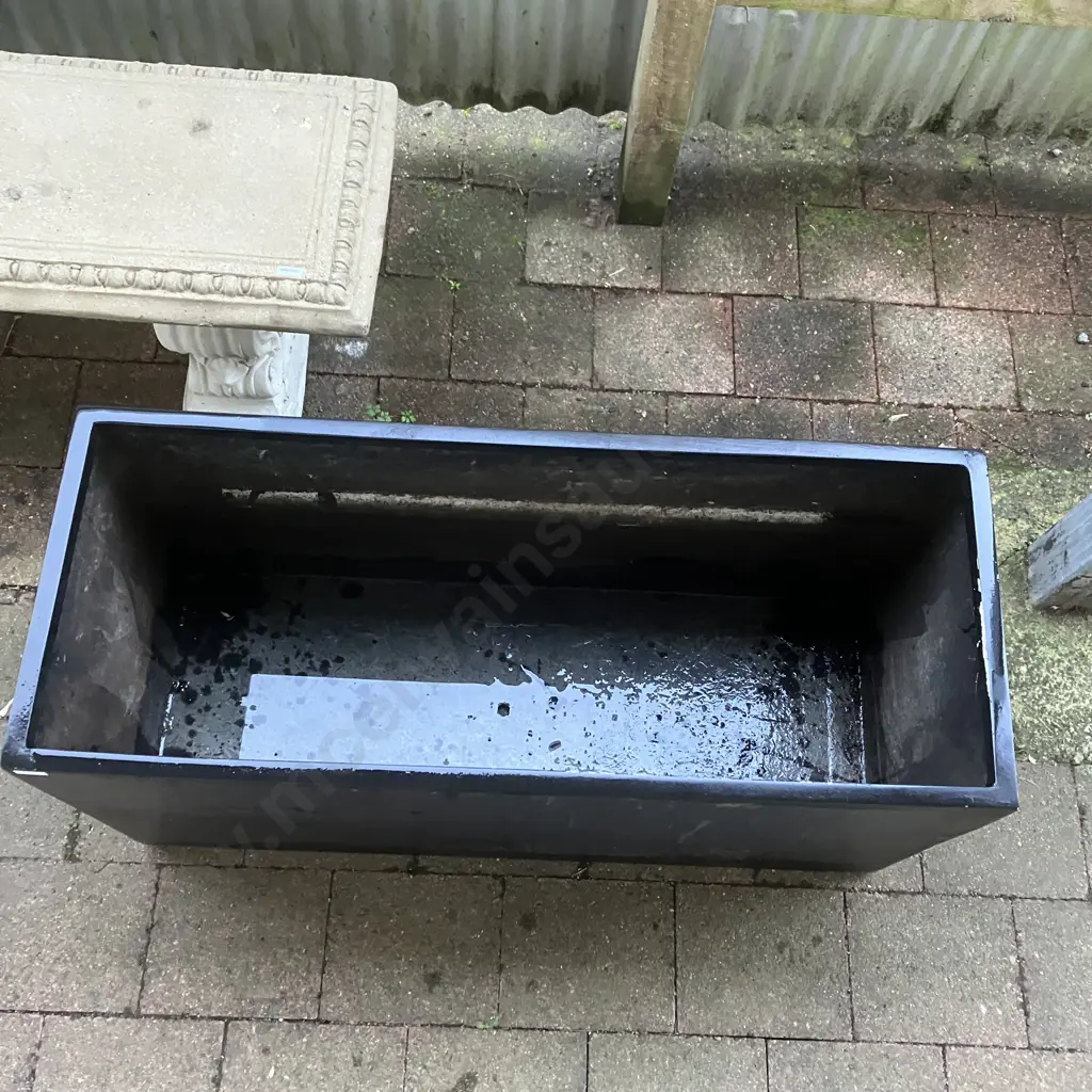 Large Black Fibrous Rectangular Planter. H50 W100 D40cm Image 1++