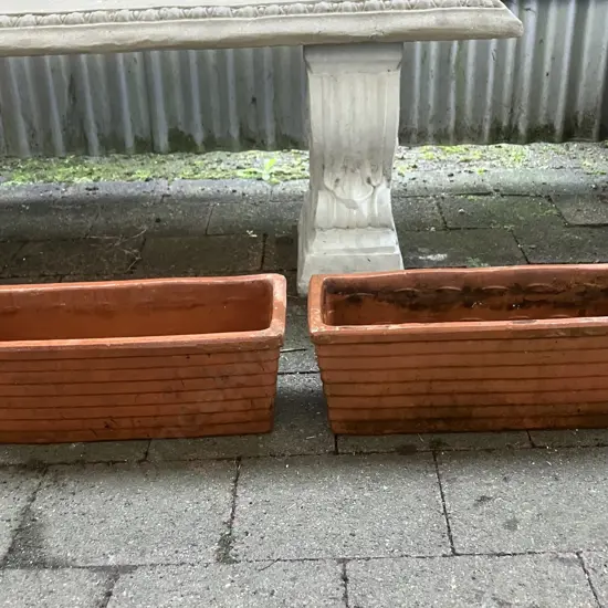Pair of Terracotta Rectangular Planters. H16 W42 D18cm