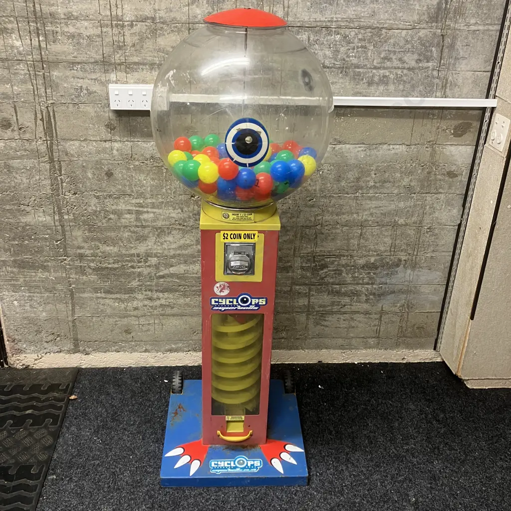 Cyclops Superball Spiral Vending Machine With Beaver Coin Mechanism. H148cm, As Found Condition Image 1++