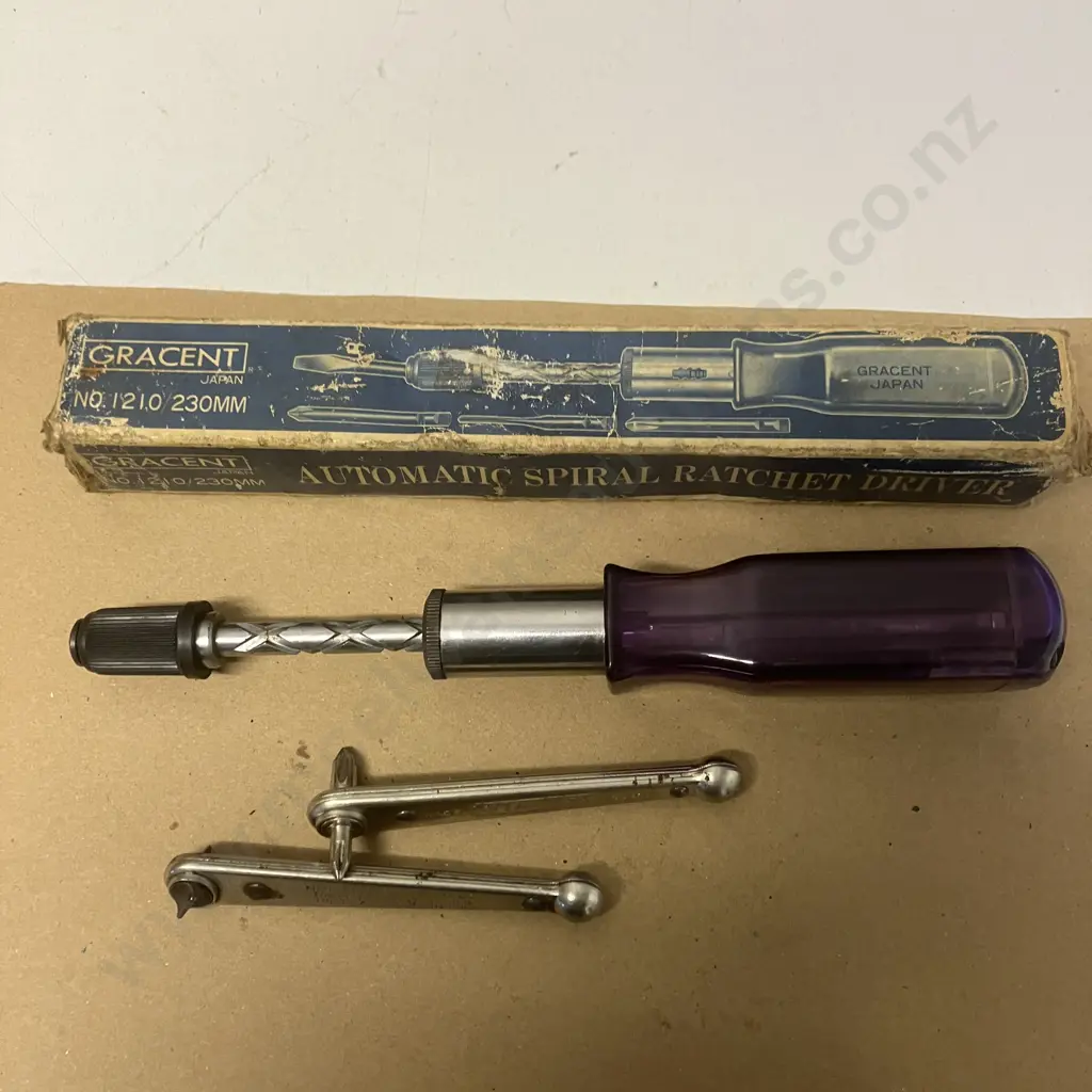 Stanley "Yankee" USA Offset Ratchet Screwdrivers No. 3412 & 3400, Gracent Japan Ratchet Screwdriver #1210 & Original Box Image 1++