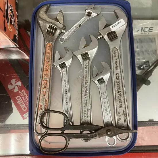 Crescent Brand USA Lot of 6 x Crescents - 4" to 10" With Crescent T47 Tin Snips / Scissors