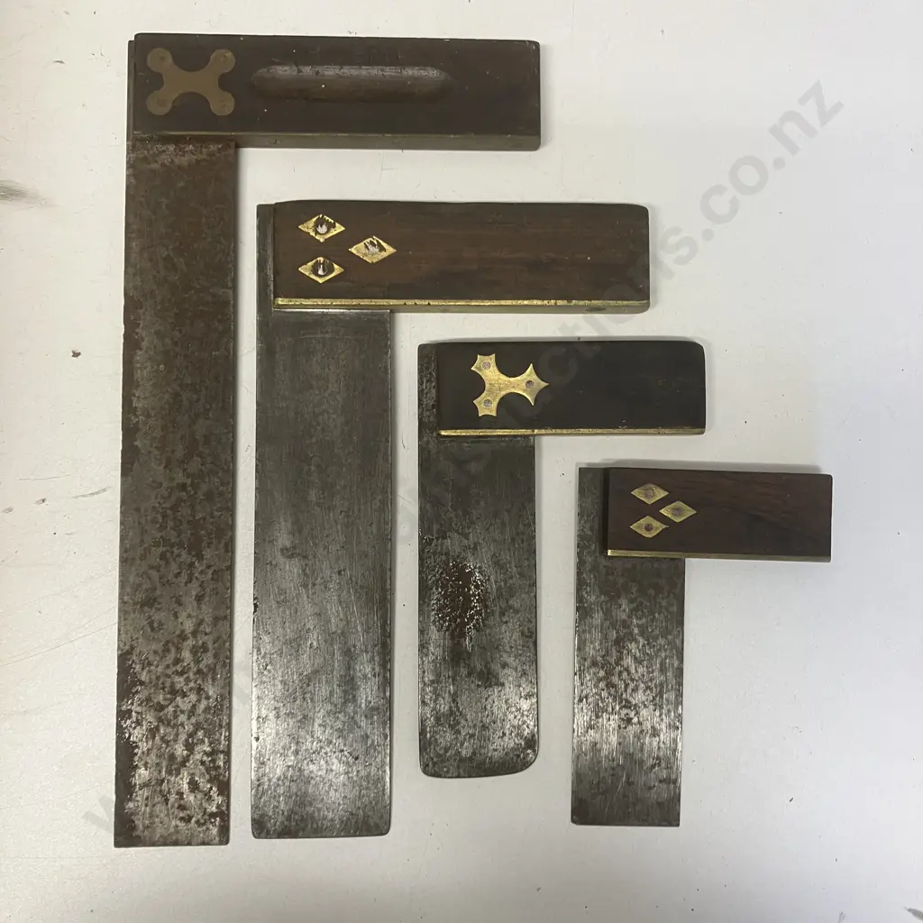 Vintage Rosewood & Brass Try Squares x 4 Image 1++