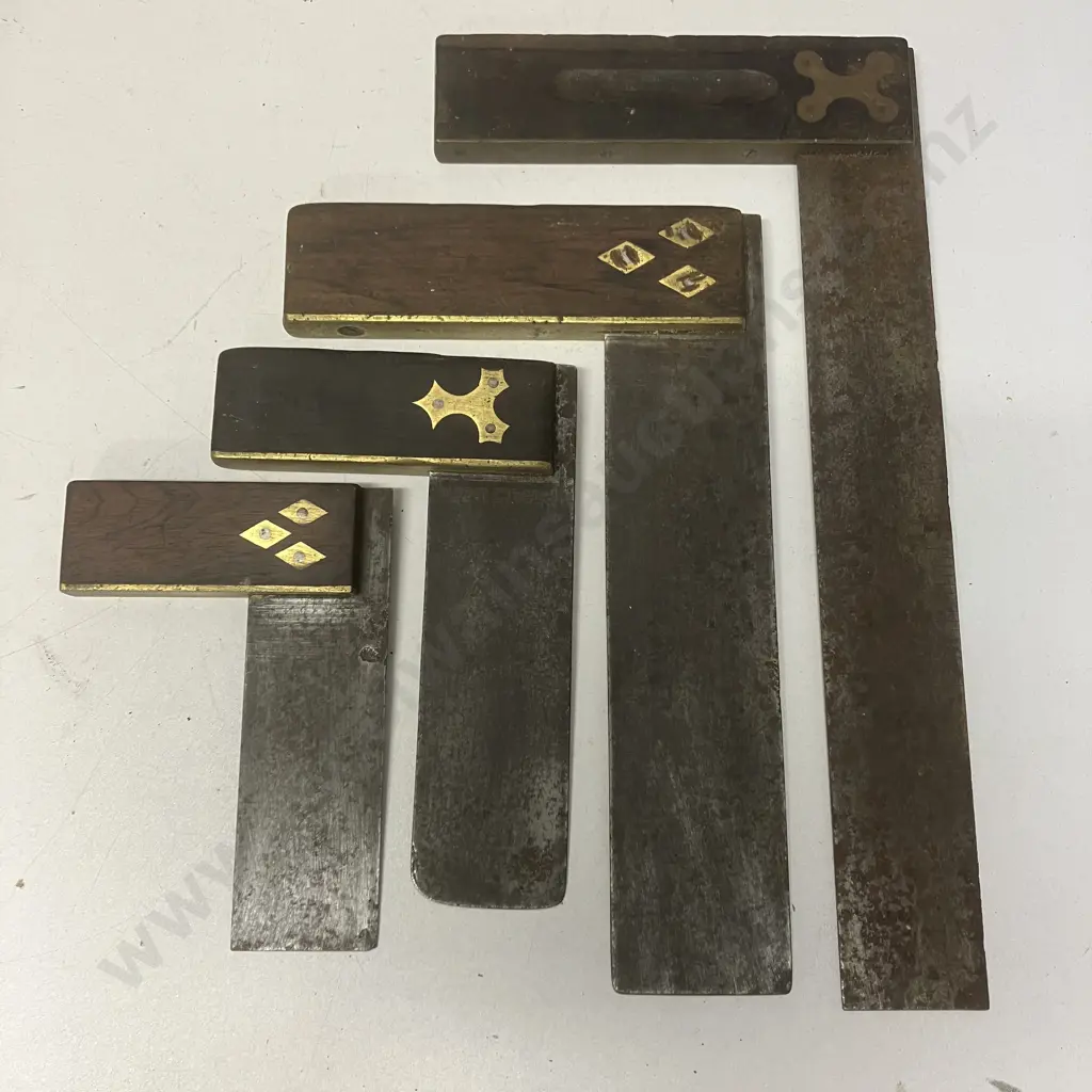 Vintage Rosewood & Brass Try Squares x 4 Image 1++
