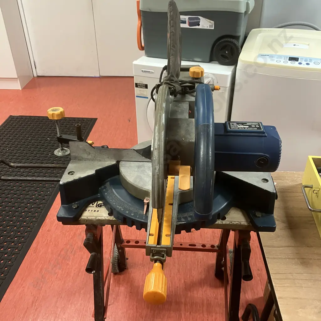 Ryobi EMS2305SCL Dual Bevel Sliding Compound Mitre Saw - 2400 Watt With Work Table Image 1++