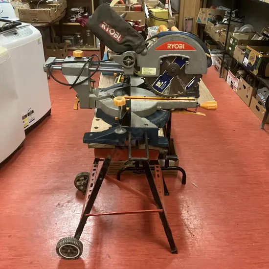Ryobi EMS2305SCL Dual Bevel Sliding Compound Mitre Saw - 2400 Watt With Work Table