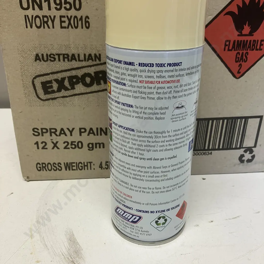 Australian Export Spray Paint - Ivory, 12 x 250gm Image 1++