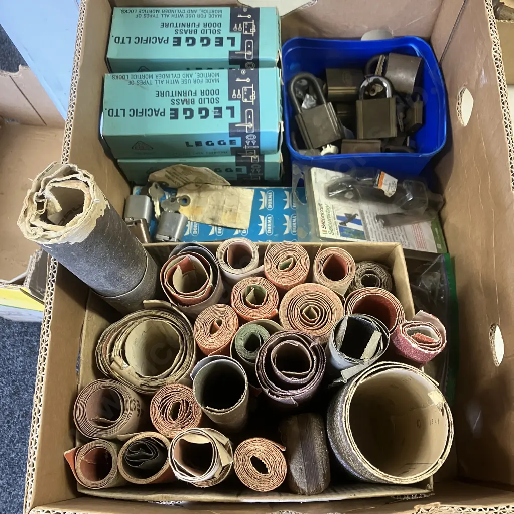 Box Lot Sandpapers, New Door Furniture, Hardware, Padlocks Image 1++