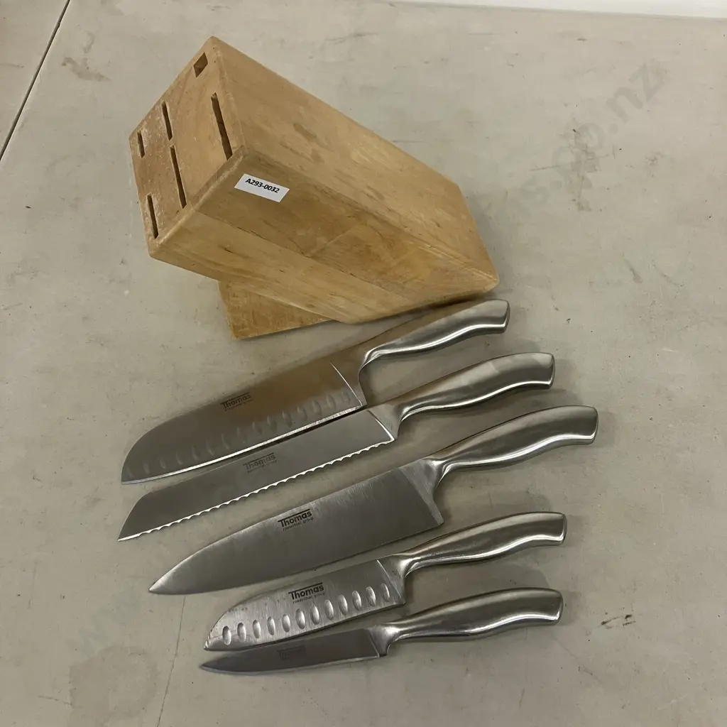 Pair of Plastic Flamingos, Mosquito Net, 5 Thomas Rosenthal Knives In Wooden Block Image 1++