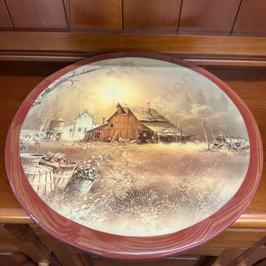 Decorative Vintage Lazy Susan Rural Scene Dia45cm.