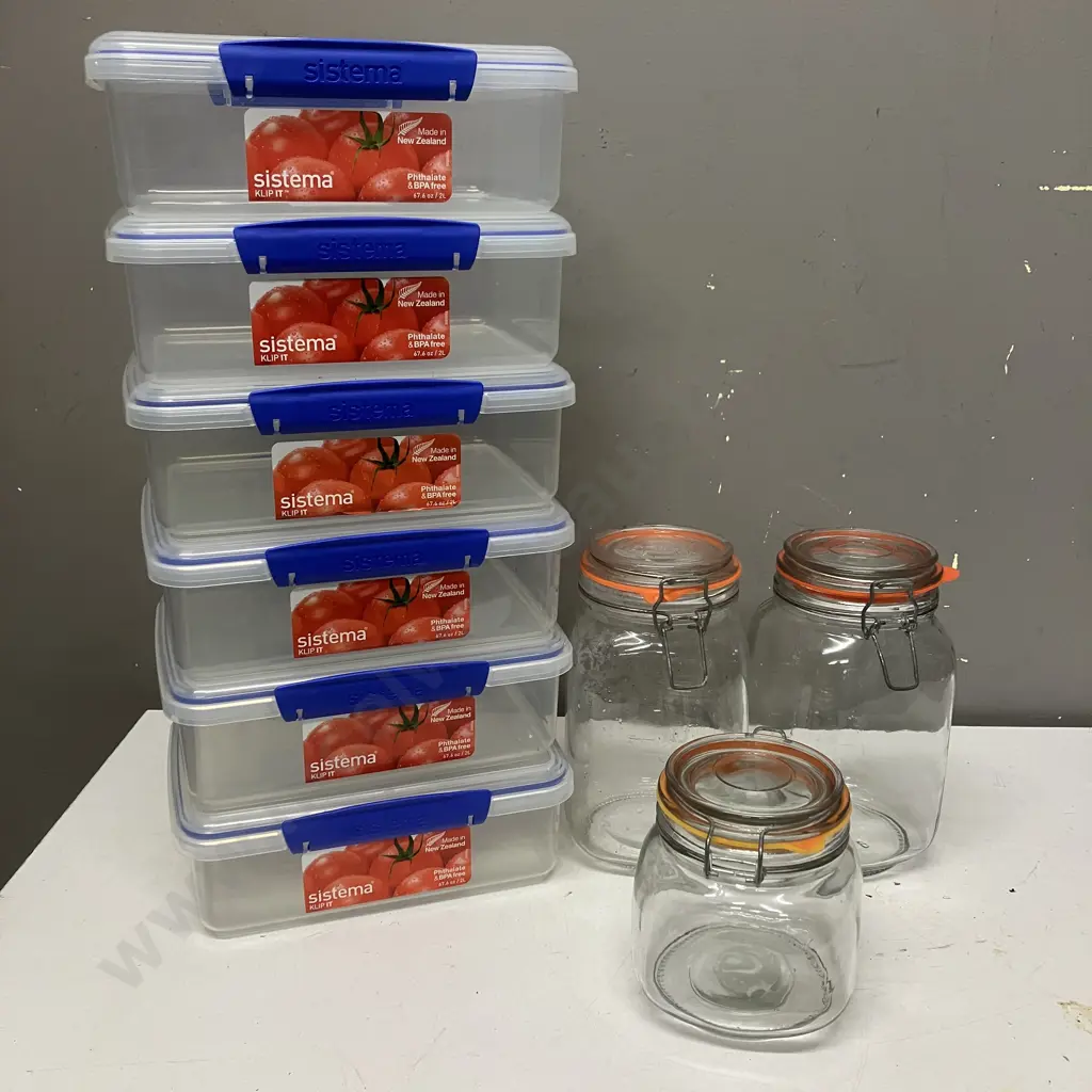 Box Lot Sistema Containers & Glass Lidded Jars Image 1++