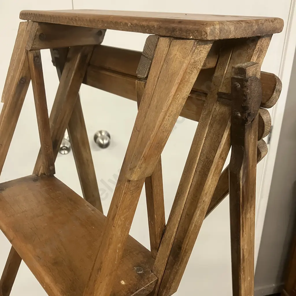 Late 19th Century "Hatherley Lattistep" Pine Step Ladder . H152cm Image 1++