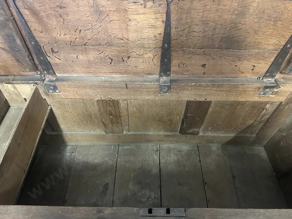 Antique English Oak Jacobean Coffer - Age 1660. H74 W130 D51cm Image 1++