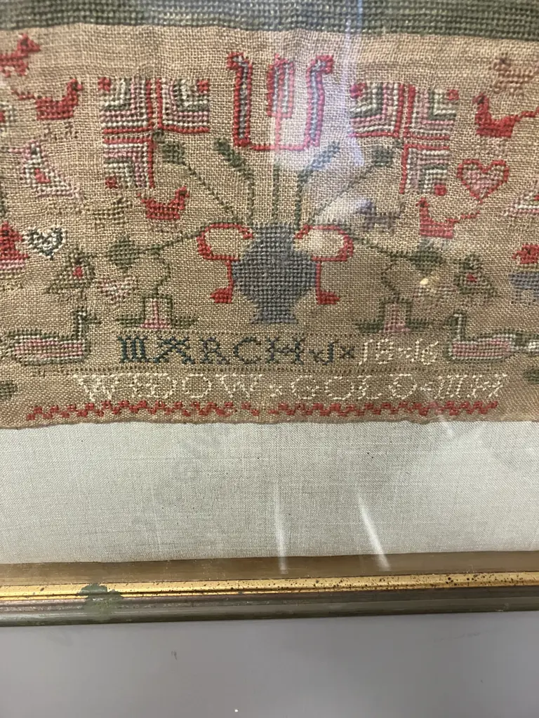 Antique 1816 Georgian Sampler In A Conservation Glass Frame, (Dated & Named). 59.5 x 47cm Image 1++