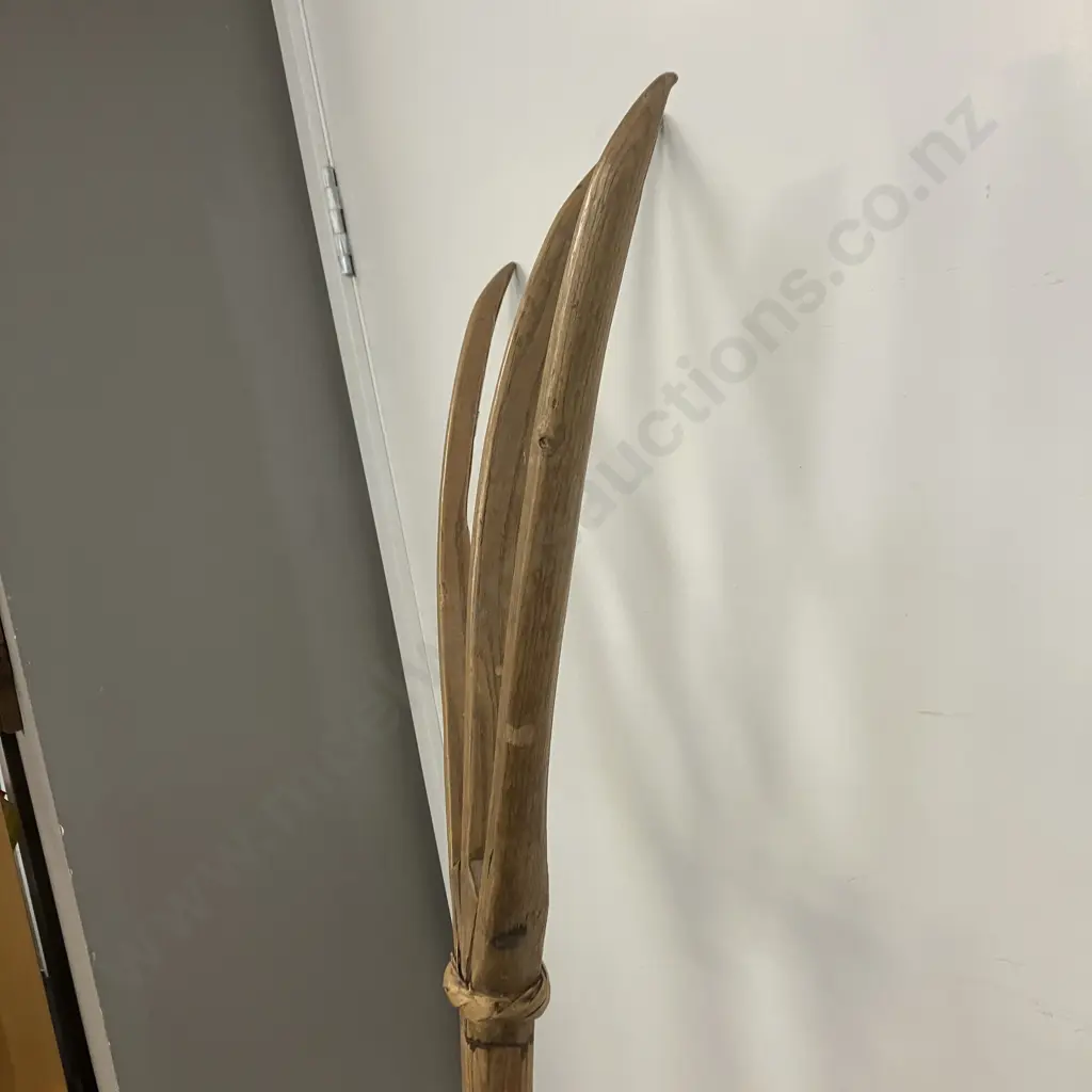 Antique Oak Three Prong Hay Fork Pitchfork. 181cm Image 1++