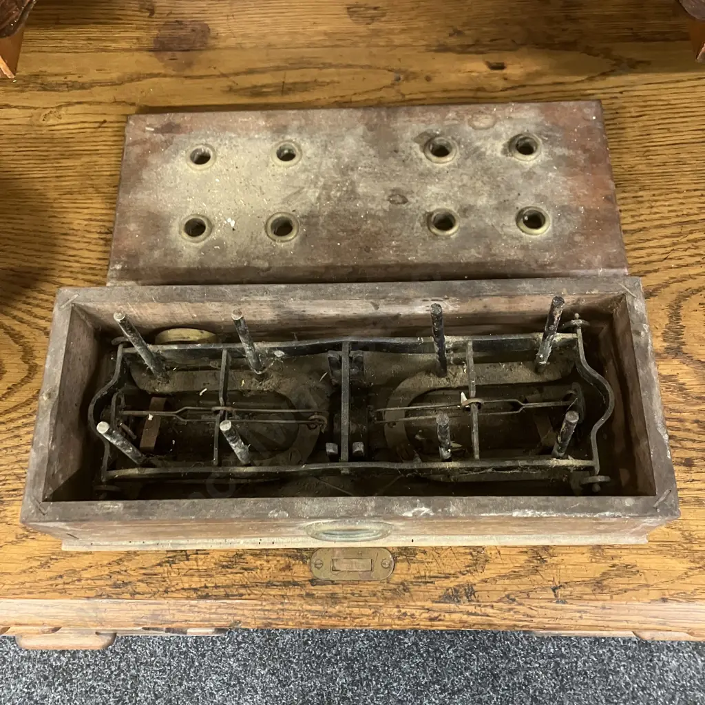 Antique W&T Avery Ltd English Brass Balance Scales , Apothecary Scale With Wood Base. Late 19th to Early 20th Century Image 1++