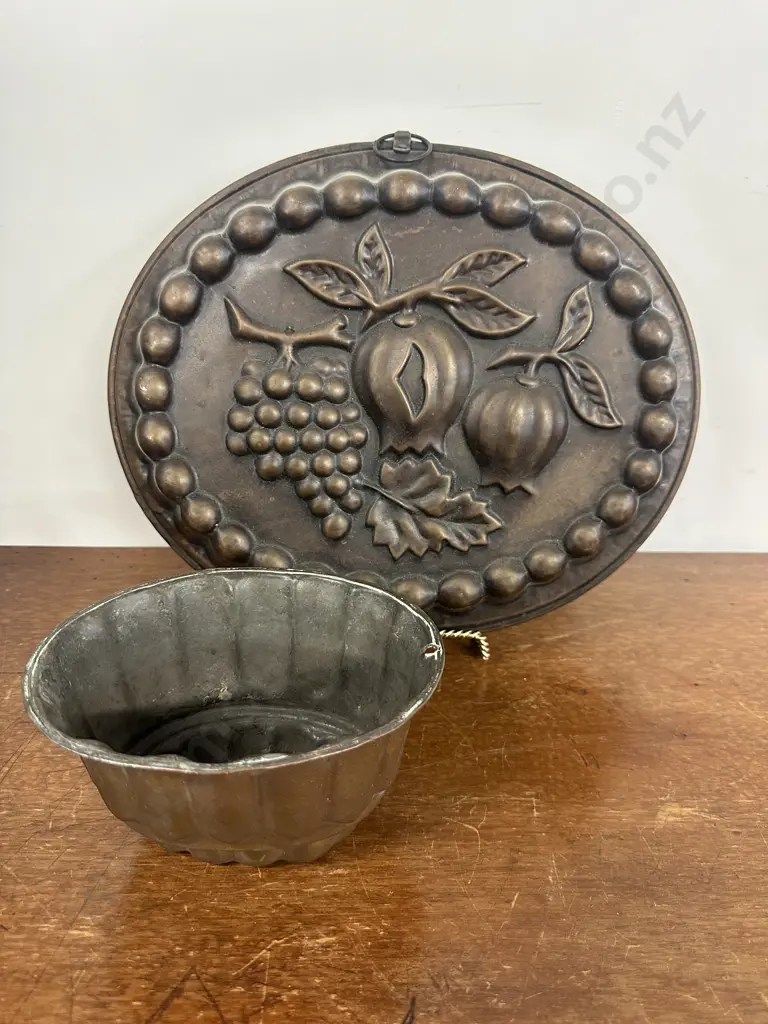 Antique Copper Mould Fruit Design 29x35cm With Jelly Mould  Image 1++