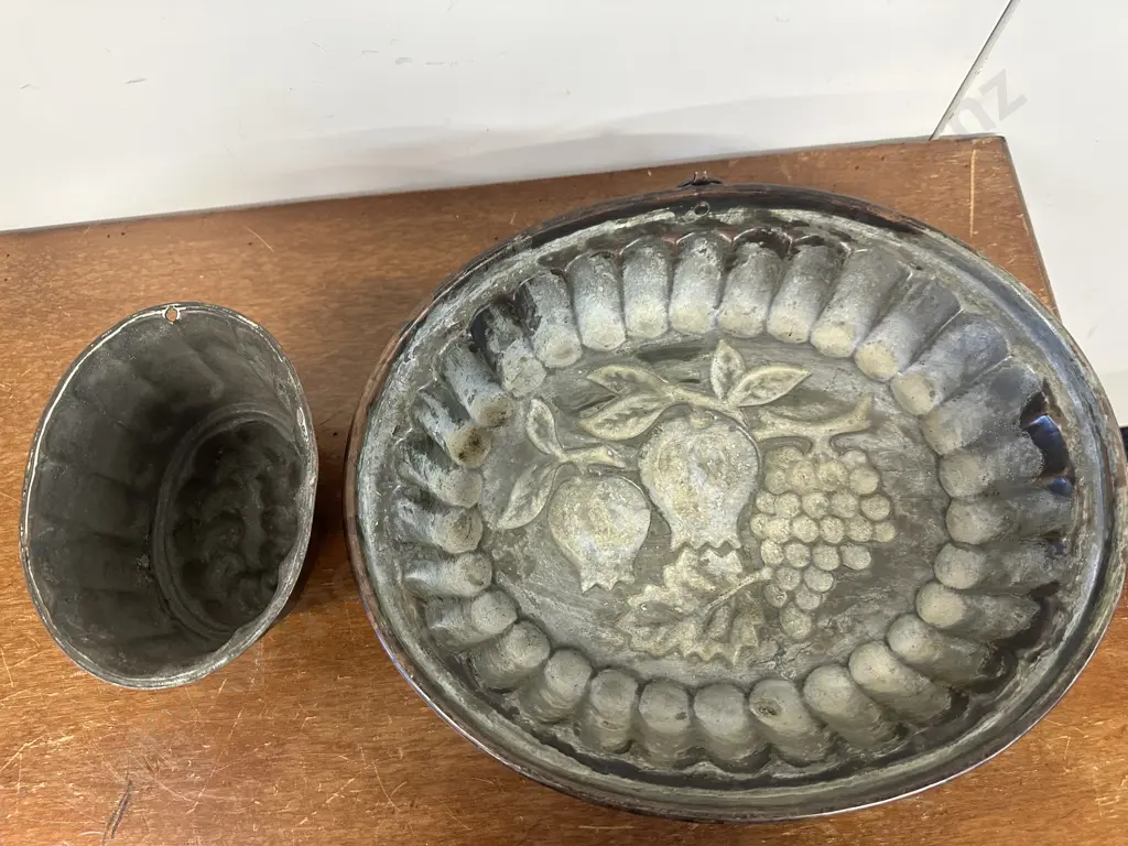 Antique Copper Mould Fruit Design 29x35cm With Jelly Mould  Image 1++