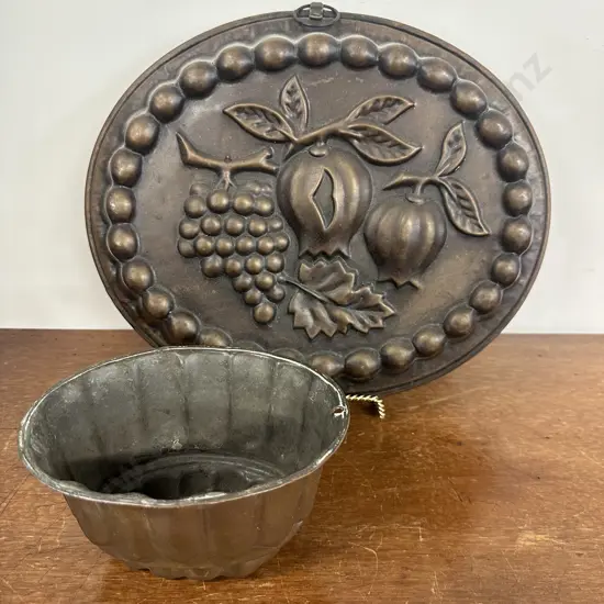 Antique Copper Mould Fruit Design 29x35cm With Jelly Mould 
