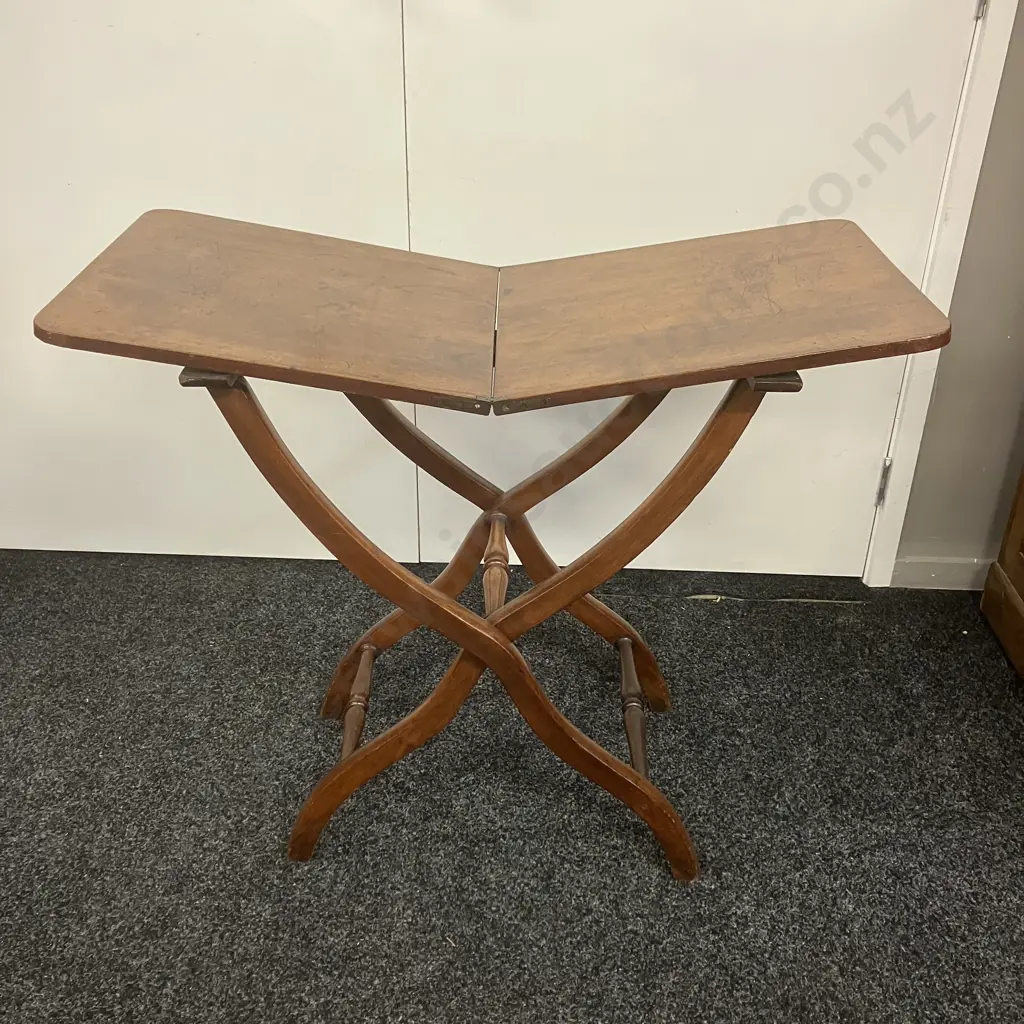Antique Victorian Mahogany Folding Coaching Table. H72 W90 D43cm Image 1++