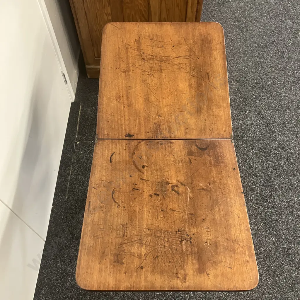 Antique Victorian Mahogany Folding Coaching Table. H72 W90 D43cm Image 1++
