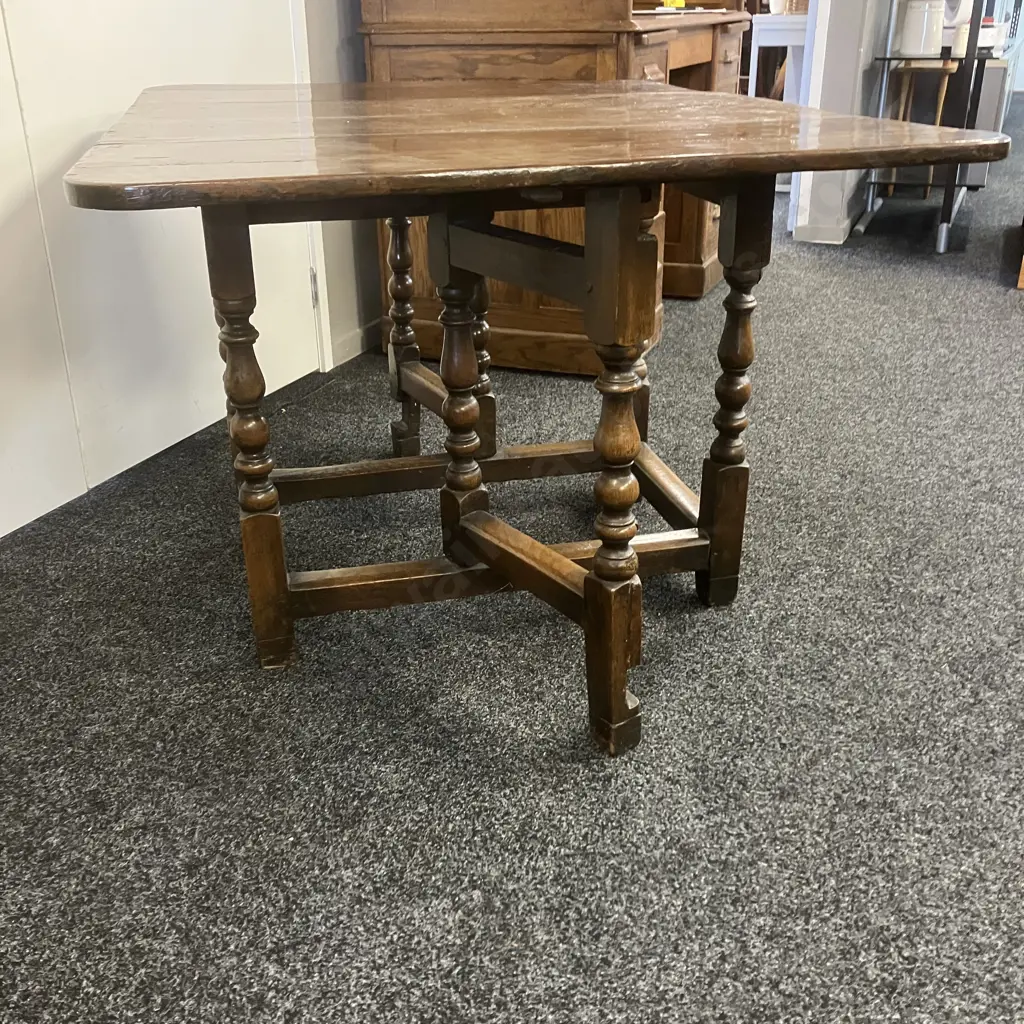 Antique English George II Period Oak Double Gateleg Table With Drawer Image 1++