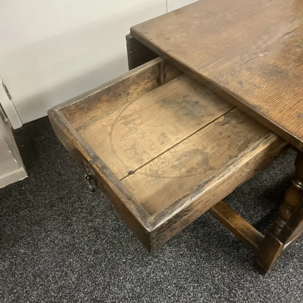 Antique English George II Period Oak Double Gateleg Table With Drawer Image 1++