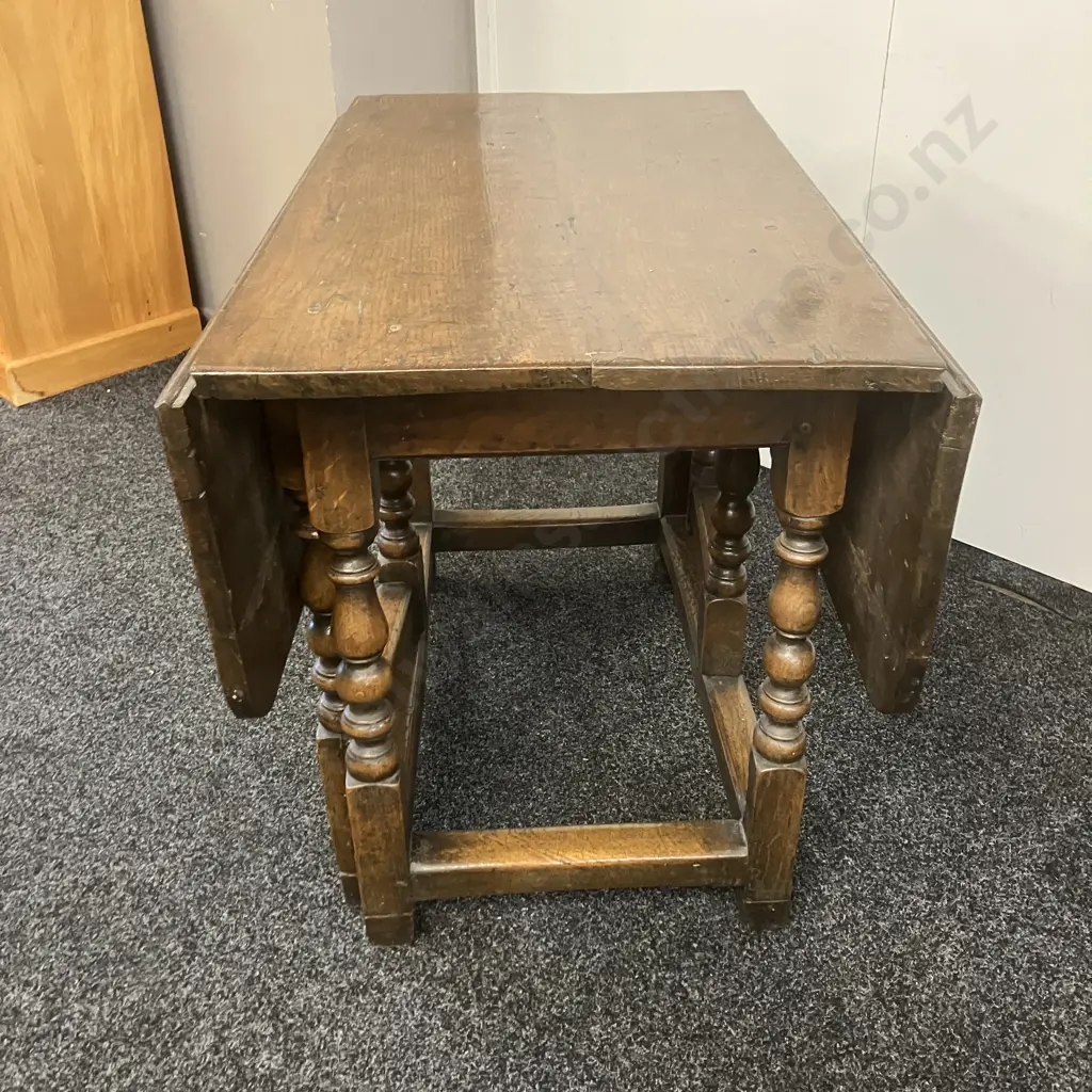 Antique English George II Period Oak Double Gateleg Table With Drawer Image 1++